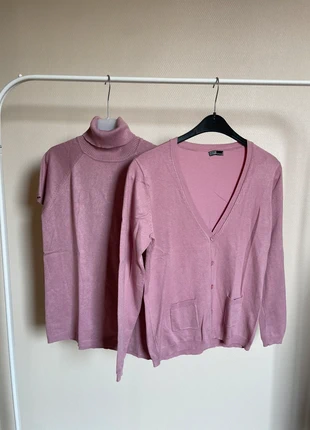 Ensemble t-shirt col roulé et cardigan assorti rose, marque: 2 Elles, état: Neuf sans étiquette, taille: L / 40 / 12, 5,00 €, 5,95 € Protection acheteurs incluse