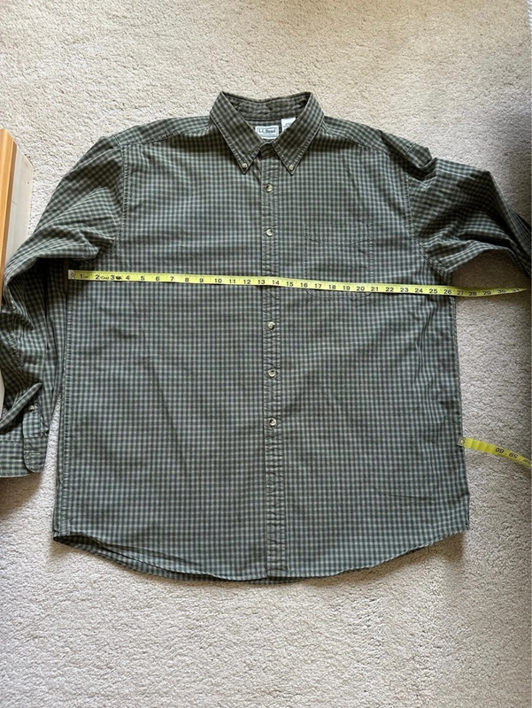 2 of L.L.Bean Men’s Cotton Green Checkered Shirt Traditional Fit, Sz XL 5