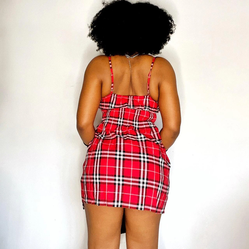 Y2K Red Plaid Tartan Mini Dress 4