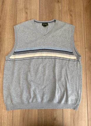 Pull hiver vintage col V sans manche sweat | gris logo brodé | taille XXL, brand: Vintage Dressing, condition: Very good, size: XXL, €17.00, €18.55 includes Buyer Protection