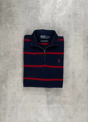 Pull Col Zippé Ralph Bleu Marine et Rouge logo brodé M homme, brand: Ralph Lauren, condition: Very good, size: M, 67.00 €, 71.05 € includes Buyer Protection