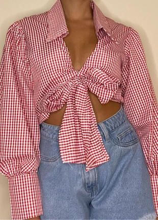 Camicia corta a quadretti con nodo frontale , marke: Flamant Rose, zustand: Neu, größe: Einheitsgröße, 22,00 €, 23,80 € inklusive Vinted-Käuferschutz