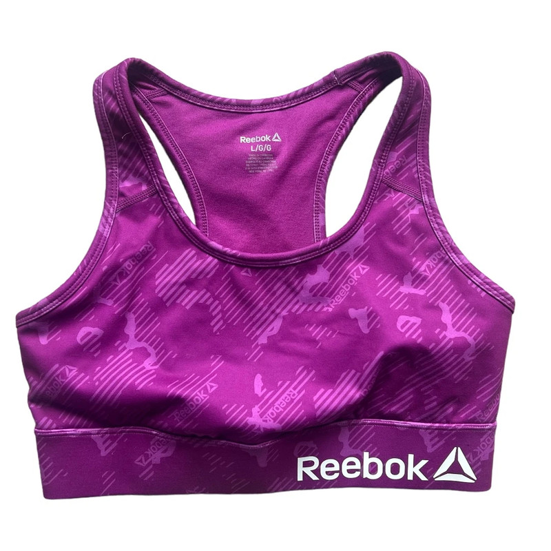 Womens Reebok Large Essential Print Sports Bra with Back Pocket  - Sz L