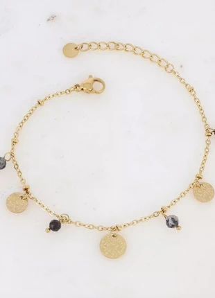 Bracelet Ikita en acier inoxydable doré pampilles et pierre naturelle idéal cadeau de Noël, merk: Ikita, staat: Nieuw met prijskaartje, € 12,99, € 14,34 inclusief Kopersbescherming Pro