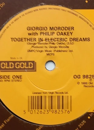 Giorgio Moroder Philip Oakey Together in electric dreams 7" vinyl, condition: Very good, £2.00, £2.80 includes Buyer Protection