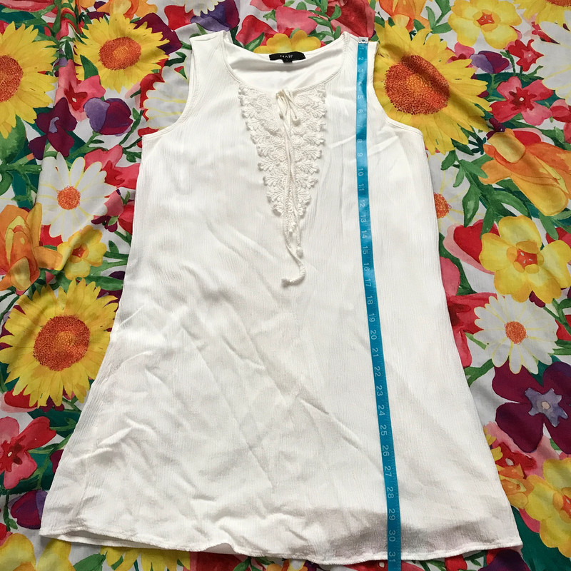 Women’s Naif White Sleeveless Crochet Appliqué Summer Mini Dress S 5