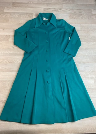 BA21 💚 Manteau-robe vintage vert sapin – Karavatex – Années 70 – T.44 (taille petit), merk: karavatex, staat: Heel goed, maat: L / 40 / 12, € 19,00, € 20,65 inclusief Kopersbescherming Pro