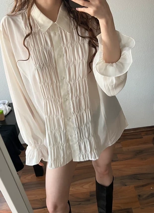 Vintage puffy regency coquette with unique puffy sleeves beige oversized chic elegant, merk: Vintage Dressing, staat: Heel goed, maat: M / 38 / 10, € 34,75, € 37,19 inclusief Kopersbescherming