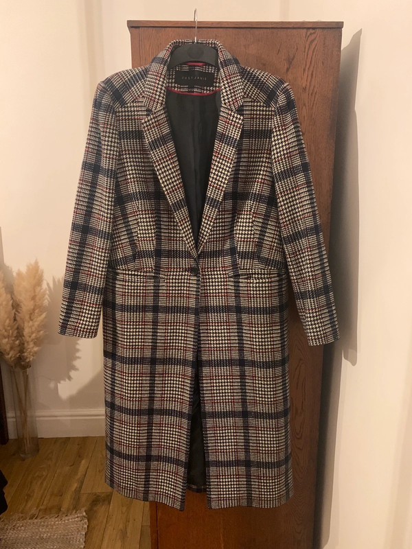 Wool look check formal coat