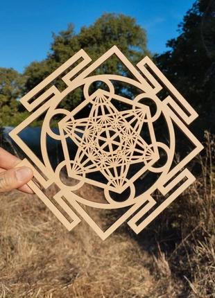 Décoration En Bois Plaque Yantra Cube de Metatron Autel Sacrée Ambiance Spirituel, marca: Boutique Magique, estado: Muito bom, €16.00, €17.50 inclui Proteção do Comprador Pro