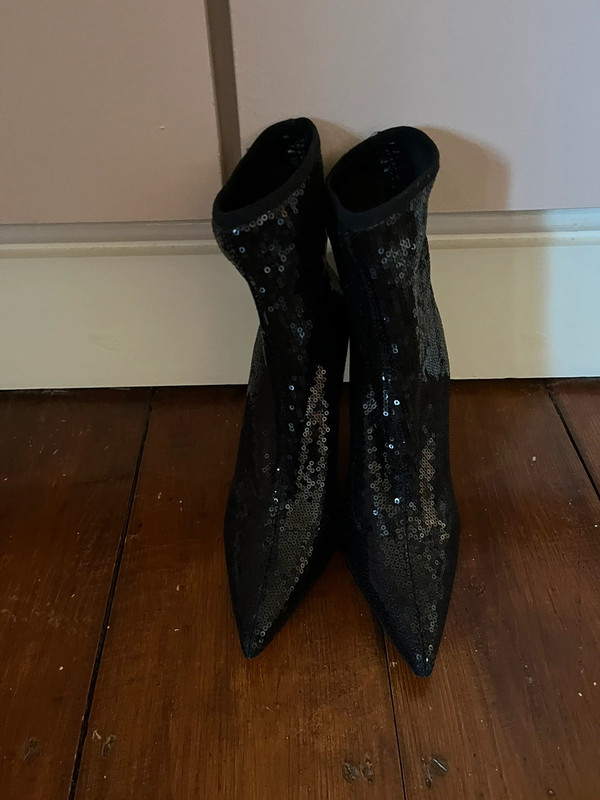 Aldo black sequin sock boots