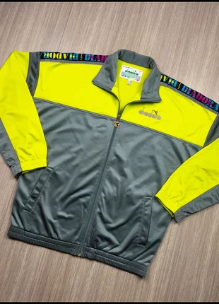 Veste Track Jacket Diadora Vintage 90´s Sportswear Y2K Unisex - Jaune / Gris (, marque: Diadora, état: Très bon état, taille: M, 15,00 €, 16,45 € Protection acheteurs incluse