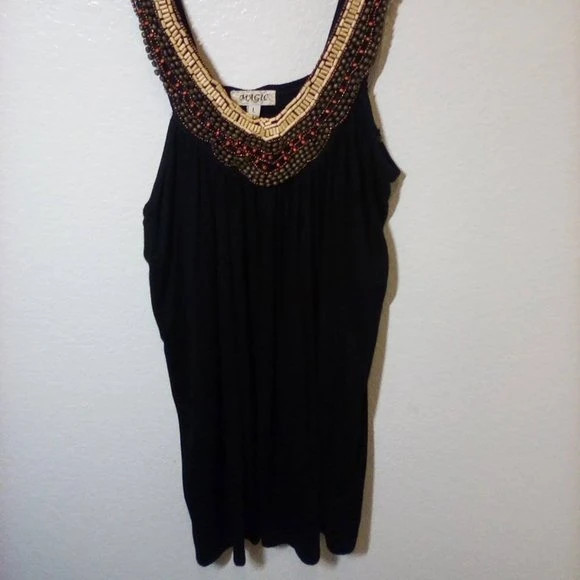 Magic:  Beaded Tank Top Color: Black Size: L 3