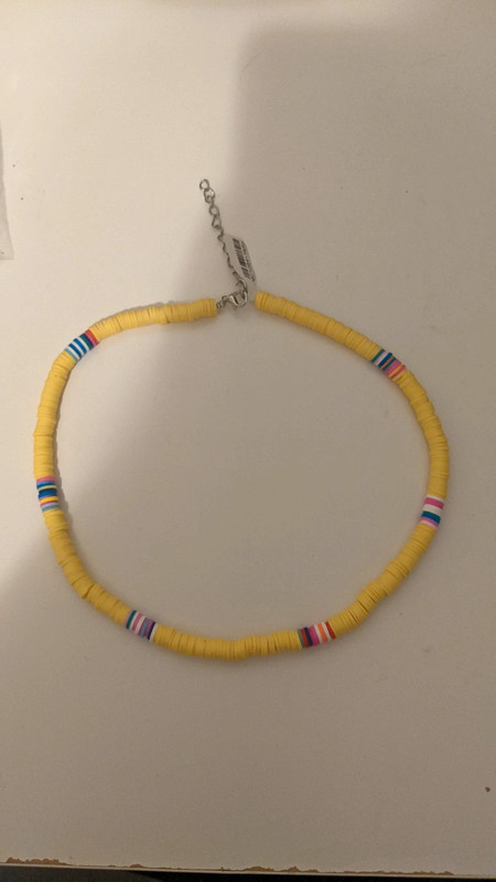 Yellow Acrylic Disc Bead Necklace