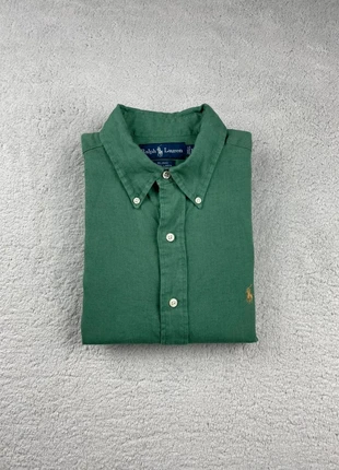 Chemise manche longue en Lin - Ralph Lauren - Vert logo brodé Jaune / Doré - Taille M Homme, marque: Ralph Lauren, état: Très bon état, taille: M, 59,90 €, 63,60 € Protection acheteurs incluse