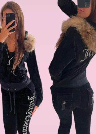 Juicy Couture Black Velour Rhinestone Hoodie w/ Fur Hood NO pants – Authentic, merk: Juicy Couture, staat: Heel goed, maat: S / 36 / 8, € 65,00, € 68,95 inclusief Kopersbescherming