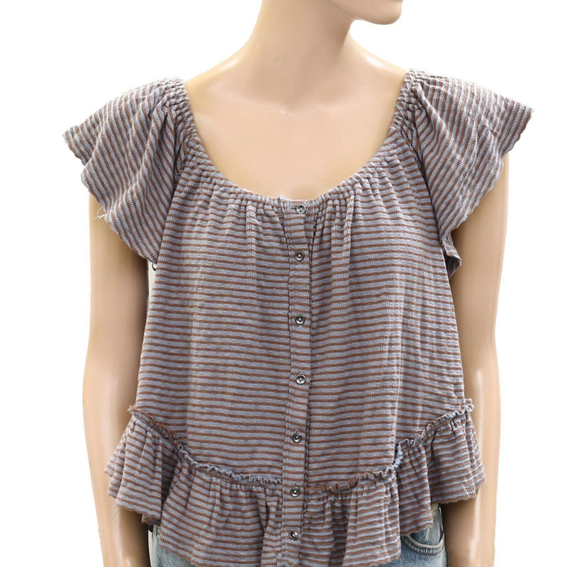 BDG Urban Outfitters Harlow Off-The-Shoulder Blouse Top Buttondown L New 270955 2