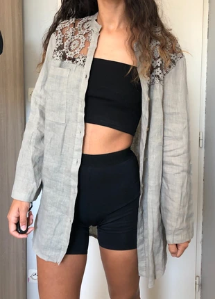 Chemise manches longues en lin beige / marron Micky fabriquée en Italie 🇮🇹, brand: Micky, condition: Very good, size: L / 40 / 12, €16.00, €17.50 includes Buyer Protection