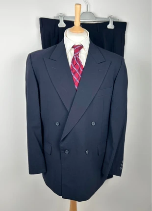 Ensemble de Costume Croisé Bleu Marine - 100% Laine - Taille 52 ou L, merk: Vintage Dressing, staat: Heel goed, maat: 52, € 74,00, € 78,40 inclusief Kopersbescherming Pro