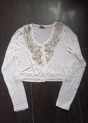 Petit gilet / cardigan cour blanc à volant femme - taille XL, brand: New Look, condition: Very good, size: XL / 42 / 14, €2.00, €2.80 includes Buyer Protection