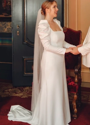 Crepe Fit & Flare wedding dress Berta Size S/M, marca: Unona, estado: Nuevo sin etiquetas, tamaño: S / 36 / 8, 350,00 €, 368,20 € Protección al comprador incluida