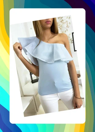 Haut croisé avec volant en turquoise - Taille M/L, marke: Golden Days, zustand: Neu, mit Etikett, größe: M / 38 / 10, 12,00 €, 13,30 € beinhaltet Vinted-Käuferschutz Pro