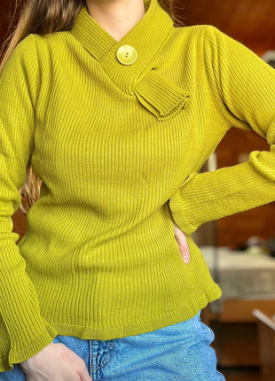 Pull vert col châle, brand: Jacqueline Riu, condition: Satisfactory, size: L / 40 / 12, 5.00 €, 5.95 € includes Buyer Protection