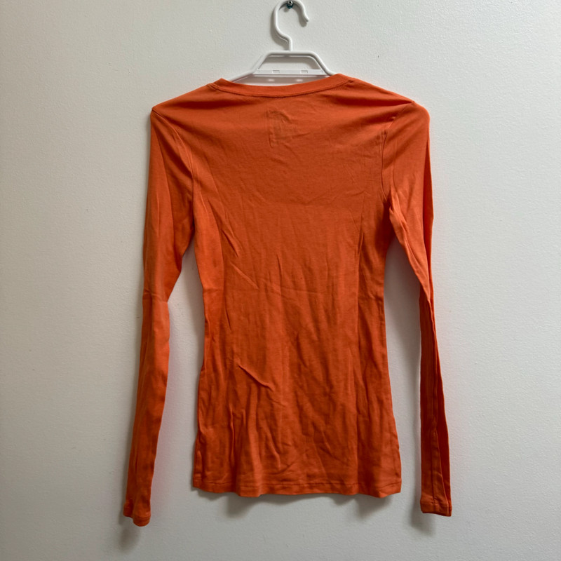 Old Navy Long Sleeve Cotton T-shirt Orange S 4