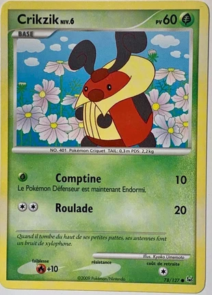 Carte Pokémon Crikzik 60pv 78/127, merk: Pokémon, staat: Heel goed, € 1,30, € 2,07 inclusief Kopersbescherming Pro