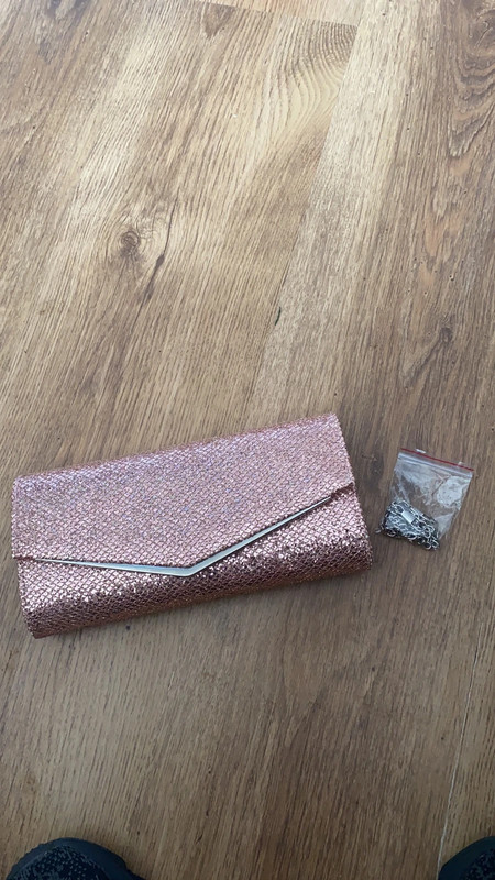 Quiz rose gold sales clutch bag