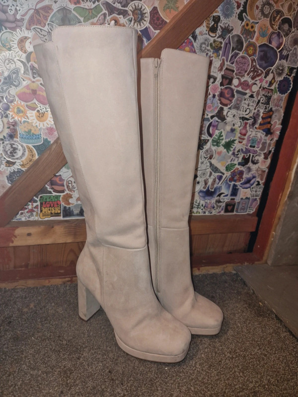 Sosandar Beige sand women's boot heels 4