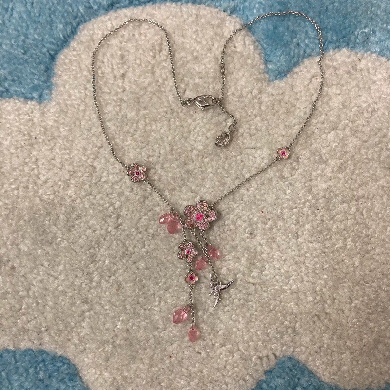 Sakura Blossom Disney Tinkerbell Swarovski Necklace 5