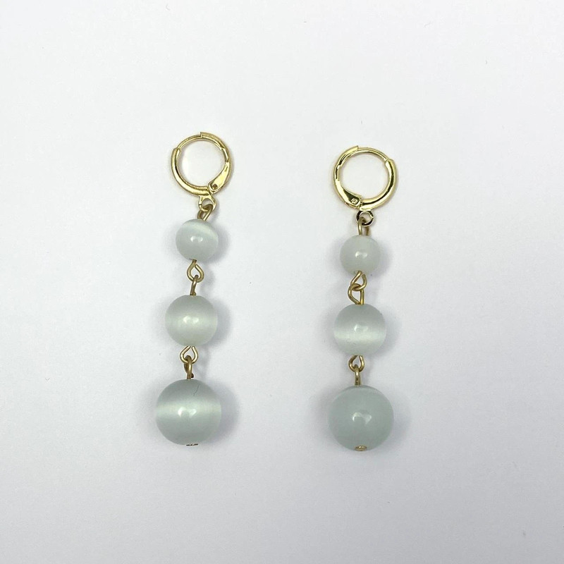 Cat's Eye Stone Dangle Drop Earrings 1