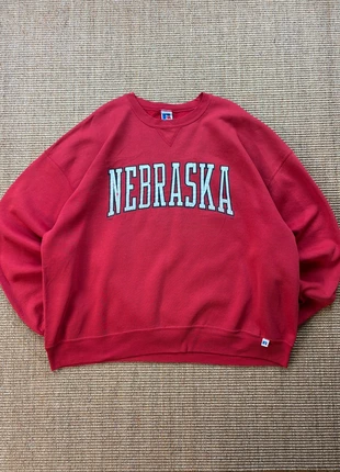 Pull Russell Athletic crewneck rouge Nebraska college print USA vintage 90s mixte XXL #0383, brand: Russell Athletic, condizioni: Buone, taglia: XXL, €25.00, €26.95 include la Protezione acquisti Pro