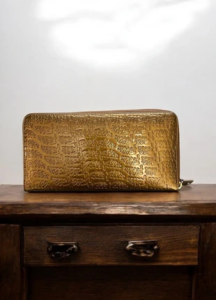 Folli Follie glossy patent leather metallic bronze gold logo embossed clutch bag large wallet, brand: folli follie, condition: Very good, £30.00, £32.20 includes Buyer Protection