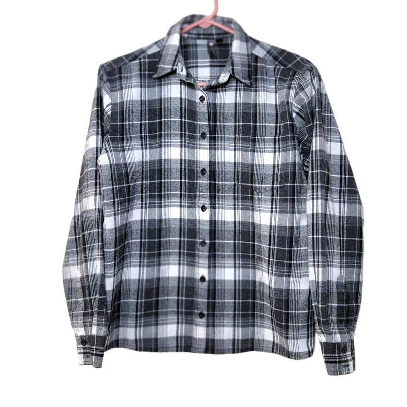 ORB Small Black and White Plaid Flannel Shirt 1