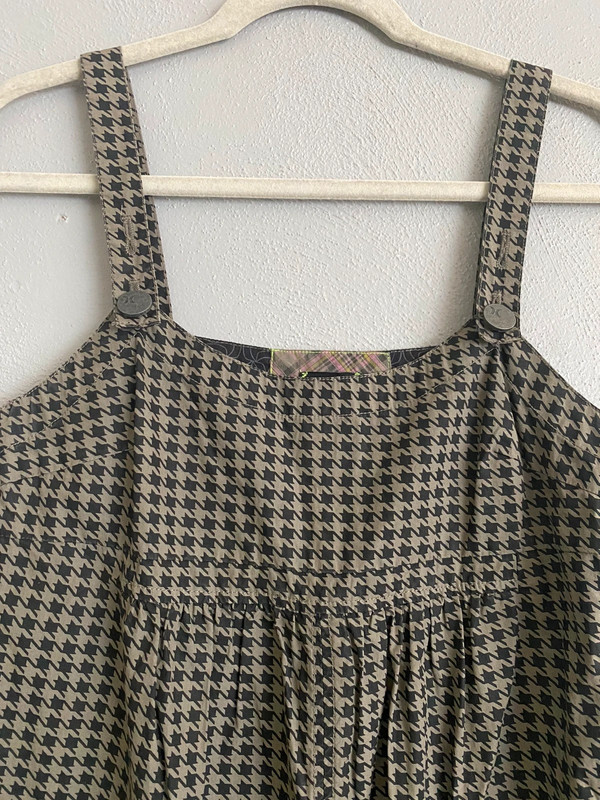 Hurley Houndstooth Relaxed Fit Mini Dress Size Small Grey Black 2