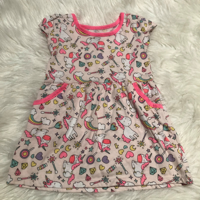 Swiggles 3T pink and fun print toddler baby girl dress 1