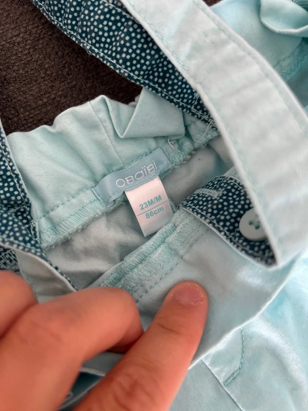 Pantalon salopette bébé fille, obaïbi, 24 mois, turquoise - photo numéro 2