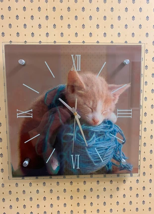 Horloge double verre 30x30cm Chaton, état: Bon état, 3,00 €, 3,85 € Protection acheteurs incluse