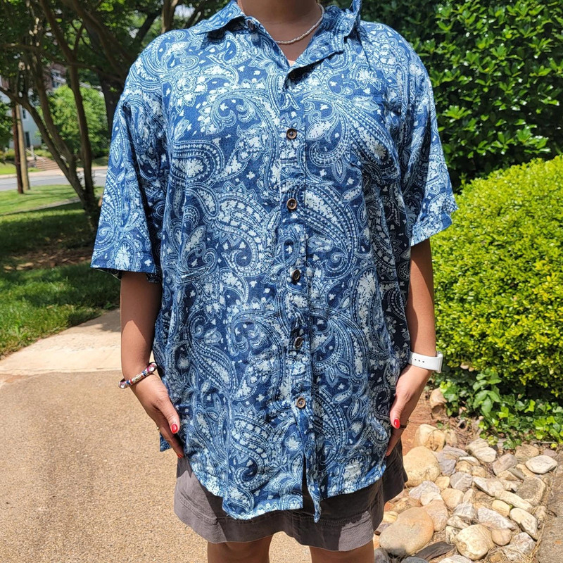 akademiks blue paisley plus size buttondown t shirt 1