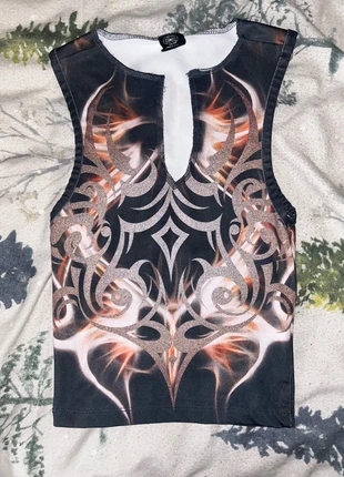 Urban Outfitters Tribal/Cybersigilism Graphic Sleevless Top, brand: Urban Outfitters, condition: Very good, size: XS / UK 4-6, £5.00, £5.95 includes Buyer Protection