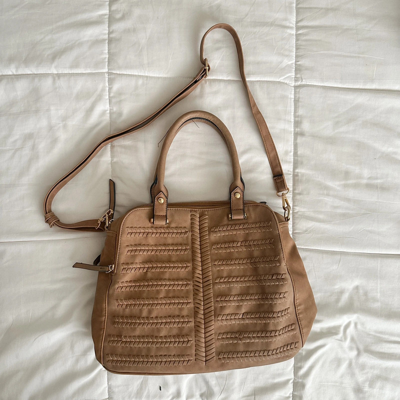 Brown three-part handbag 2