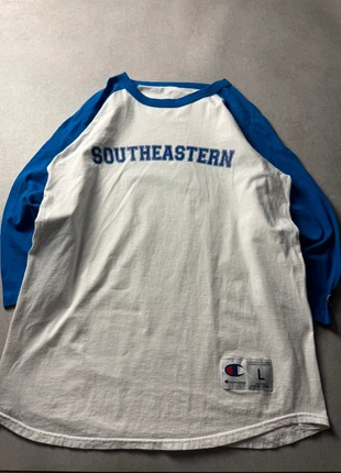 T shirt à manches longues crewneck Champion blanc bleu – Taille L (Unisexe), marca: Champion, estado: Muy bueno, tamaño: L, 10,00 €, 11,20 € Protección al comprador Pro incluida