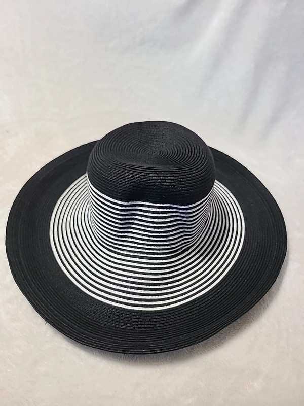 San Diego Hat Co. Women's Wide Brim Sun Hat Black White Stripe O/S 3