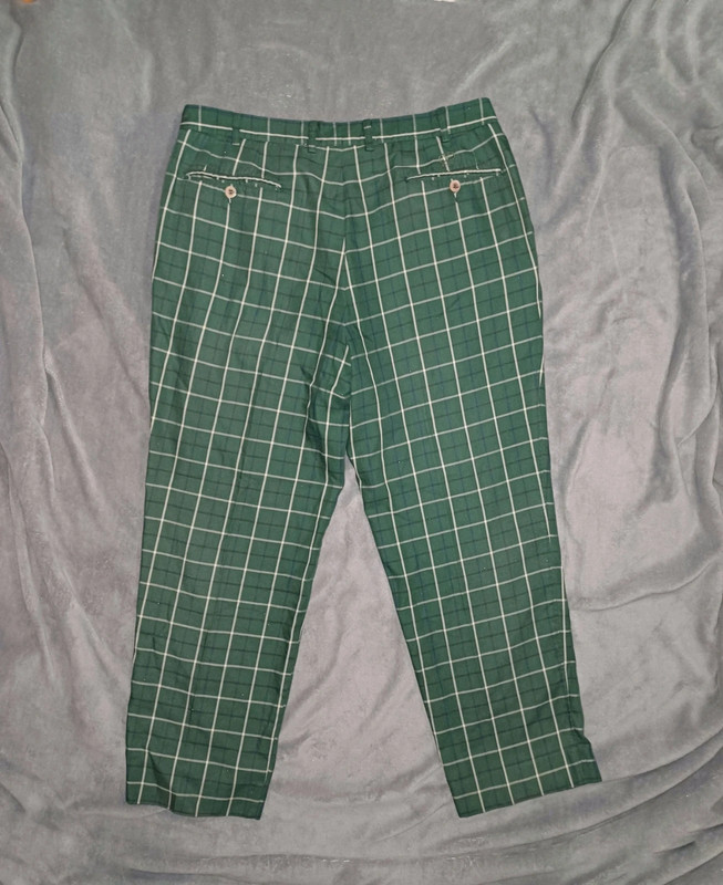 Spodnie proste nogawki w kratkę, Old money, Valentino damskie, męskie Vintage plaid trousers 4