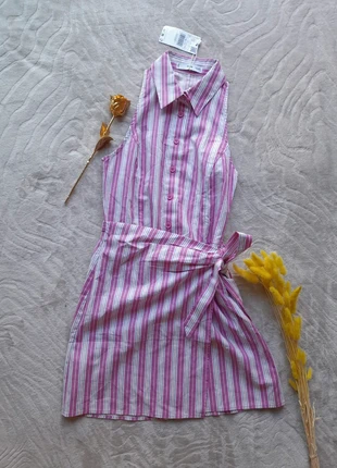 🌸 Robe portefeuille Mango rayée rose & blanc en coton 🌸, marke: Mango, zustand: Neu, mit Etikett, größe: S / 36 / 8, 24,00 €, 25,90 € inklusive Vinted-Käuferschutz