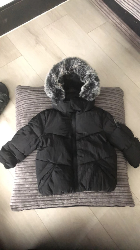 River island mini boys black faux fur padded coat