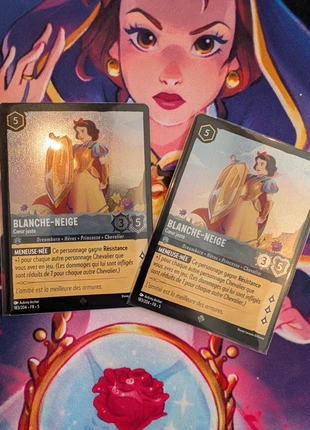 Lot 2 cartes Blanche neige FOIL Lorcana Chapitre 5, marke: Disney, zustand: Sehr gut, 4,00 €, 4,90 € inklusive Vinted-Käuferschutz
