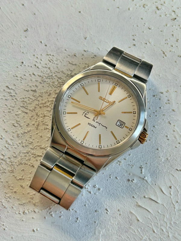 Zegarek Seiko SGEE33P1 stal szczotkowana pozłacane elementy | Vinted